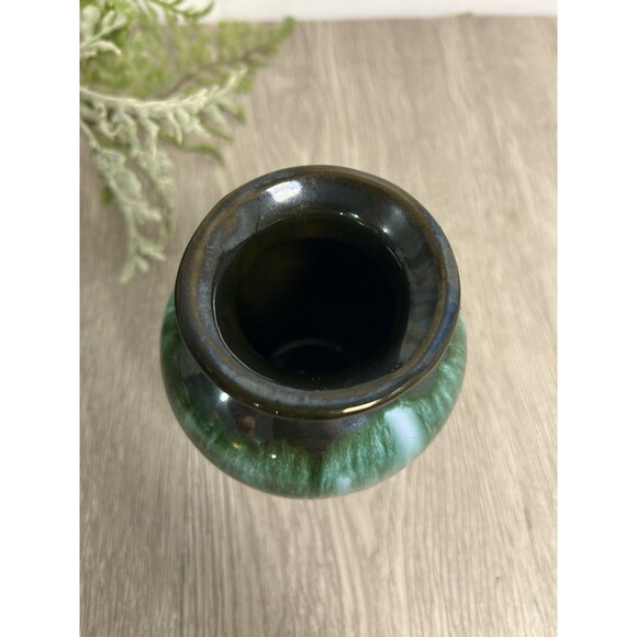 Vintage Blue Mountain Pottery Vase Teal Drip Glaze Canada MCM 4” High - Picture 4 of 7